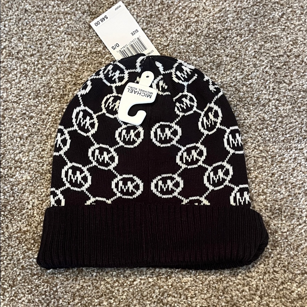 Michael Kors Monogram Black and White Beanie